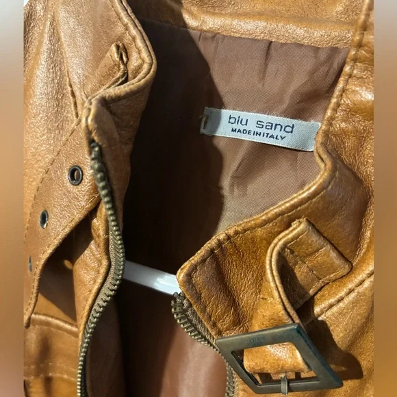 Genuine Italian Brown Leather Vintage Women’s Moto Jacket, Purchased in Florence - Picture 2 of 5